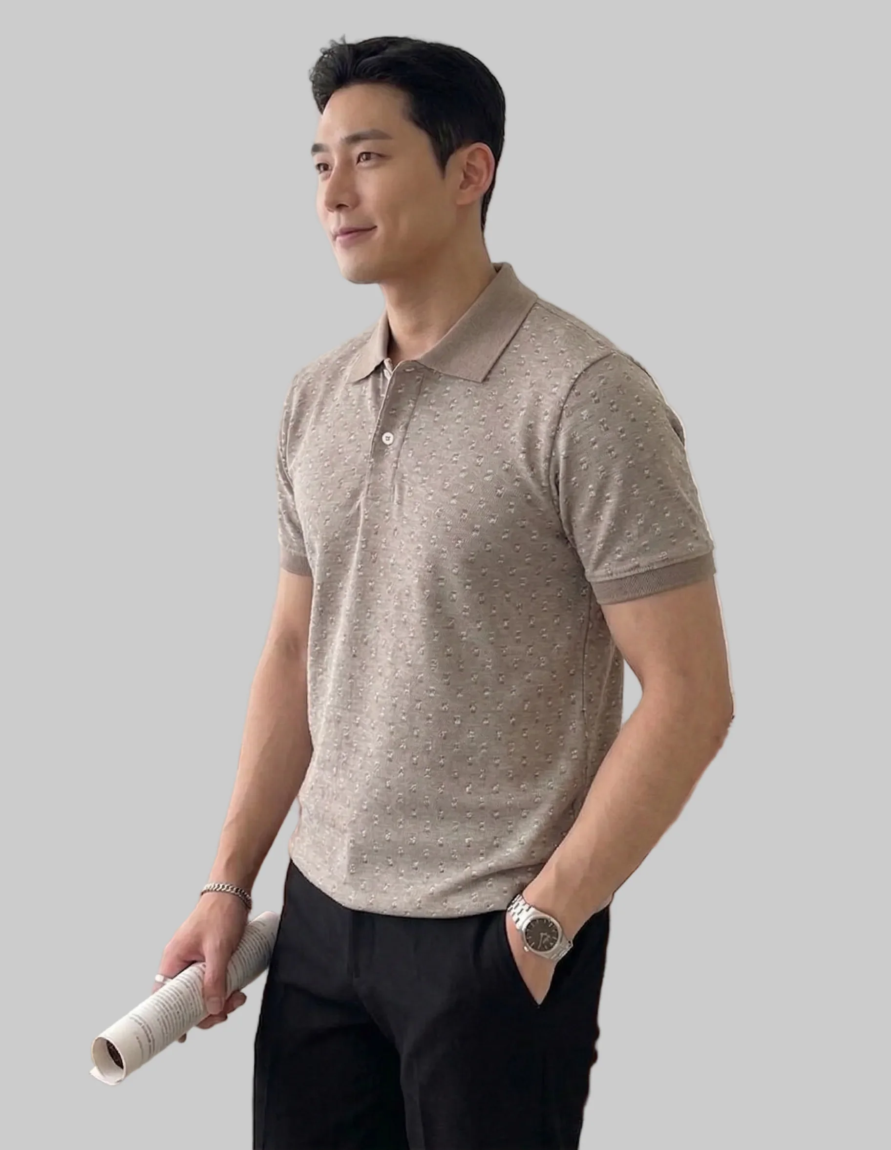 Textured Dotted Polo - Image 3